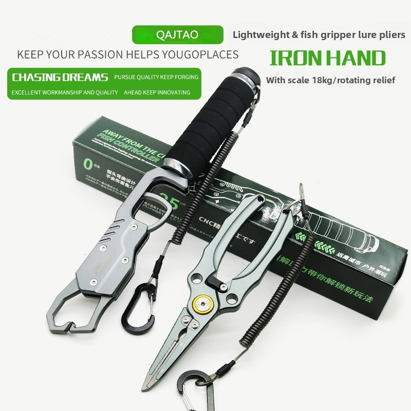 Fishing Equipment And Tools - Lightweight Aluminum Fish Gripper With Scale