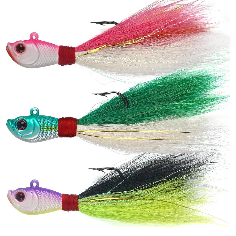 Fishing Equipment Shop - 3pcs Bucktail Jigs Saltwater Freshwater Lures