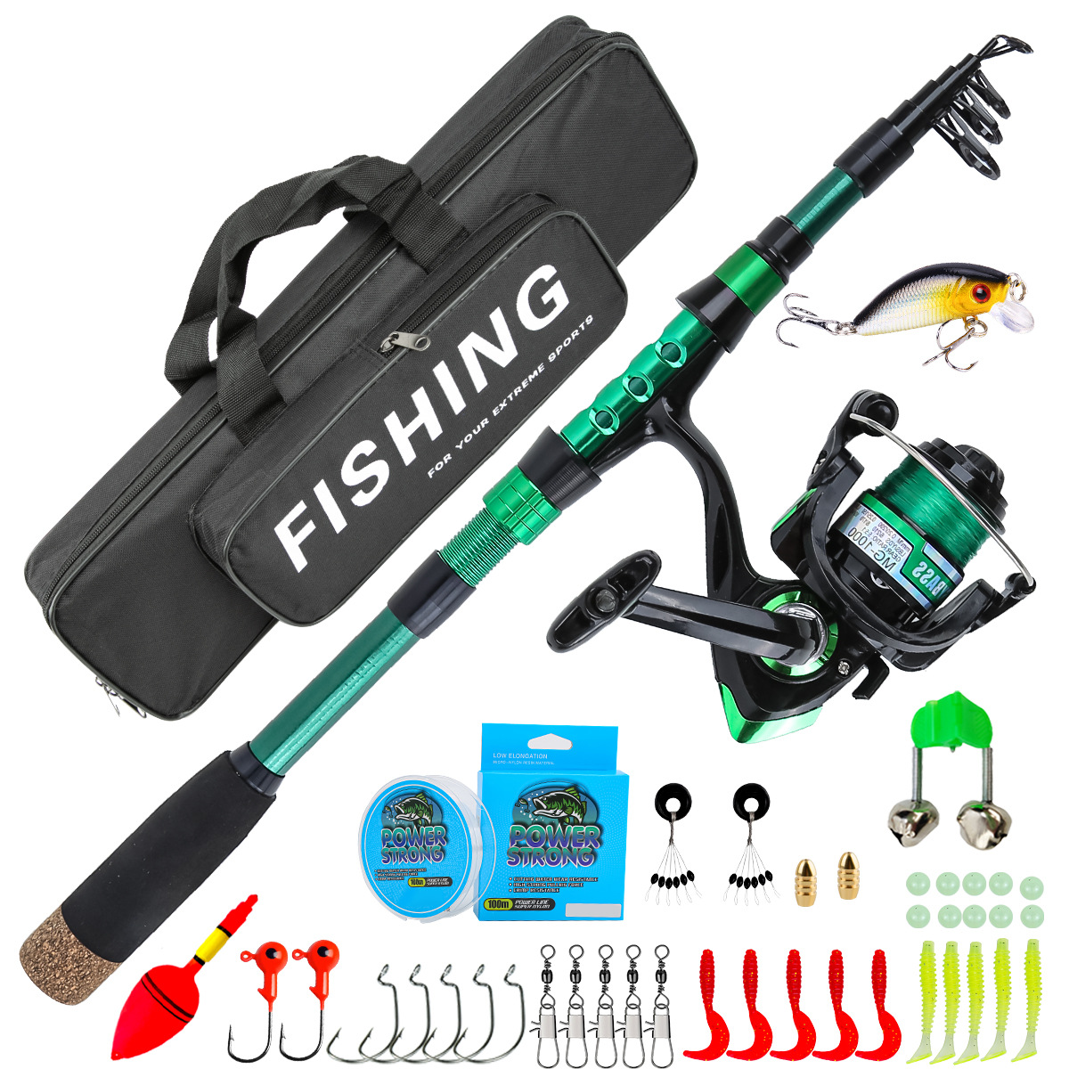 Fishing Equipment Europe - 1.8 Meters Green Carbon Fiber Telescopic