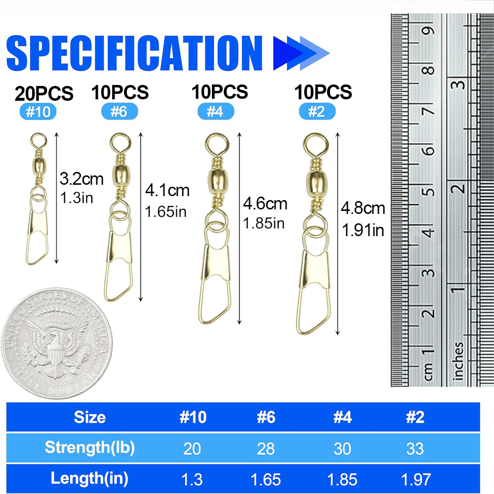 50Pcs Gold Fishing Barrel Swiv - Fishing Equipment Shop recension och pris