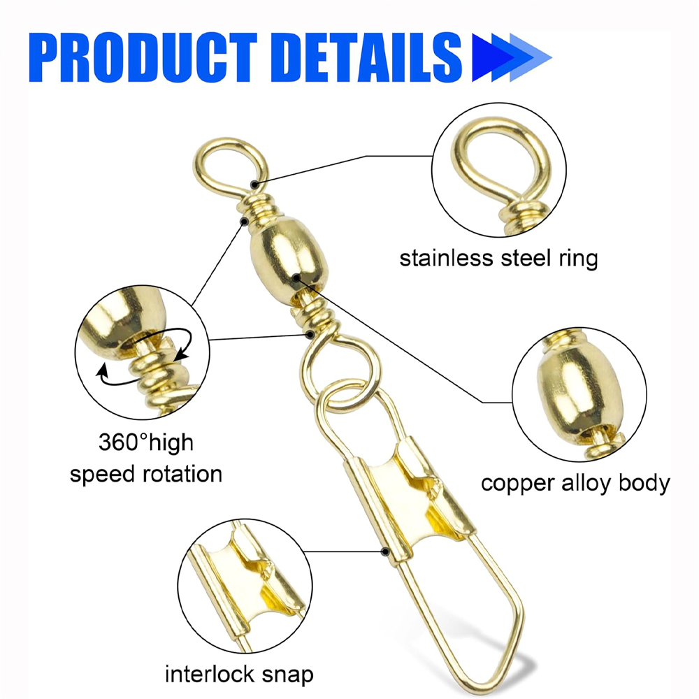 50Pcs Gold Fishing Barrel Swiv - Fishing Equipment Shop recension och pris