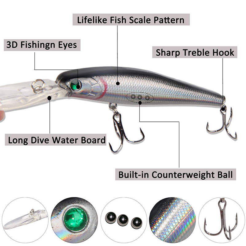 10PCS Minnow Fishing Lure 13.6 - Fishing Equipment Shop recension och pris